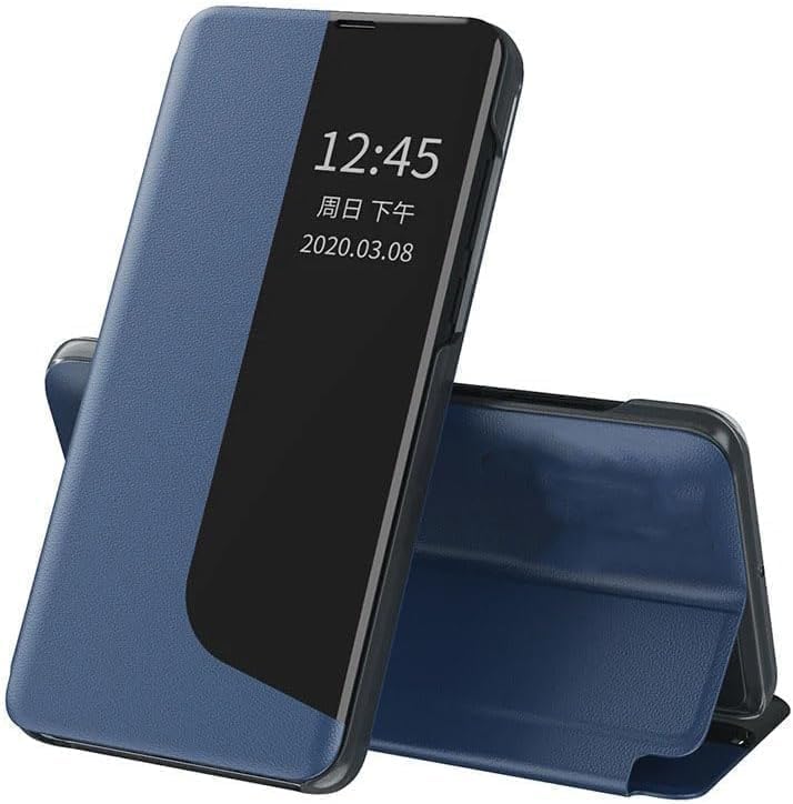 Case Compatible with for Redmi Note 11 Pro+, Flip Premium PU Leather Case Business Display Window Folio Kickstand Protective Phone Cover Not Original (Blue)