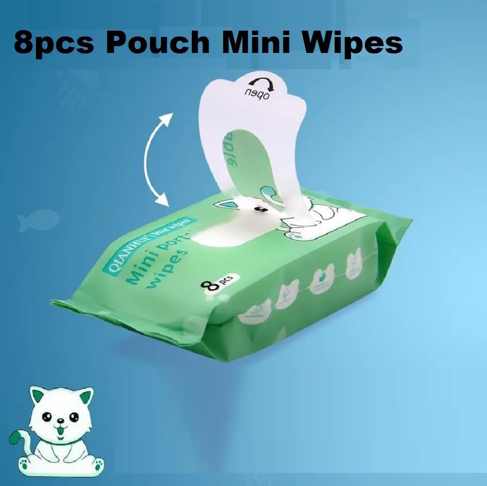 Mini Disposable Baby Wipes, 8 Pack, Mini Wipes for Hand, Face, and Home Use for Babies, Infants, and Adults. (pink, small)