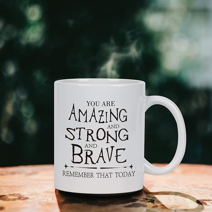 SM4U Mug, 11 Oz, 'You Are Amazing And Strong And Brave', White