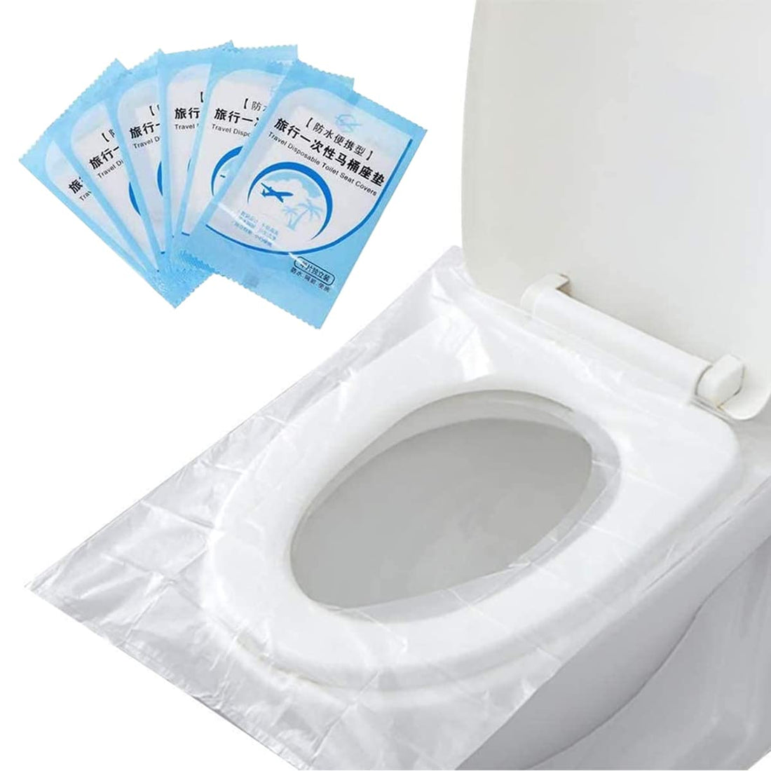 ECVV 100Pcs Travel Disposable Toilet Seat Cover Waterproof Non-Slip Toilet Seat Cushion Independent Packing Toilet Mat for Baby Pregnant Mom