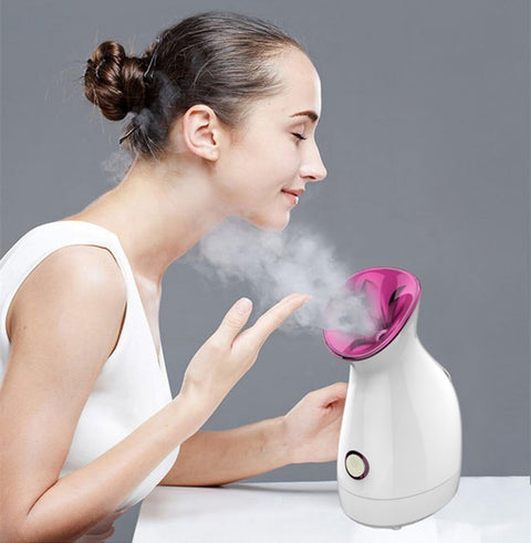 Nano Ionic Facial Steamer, Hot Steam Technology, Premium ABS Material, Easy Operation Button, Skin Care and Deep Cleansing, White
