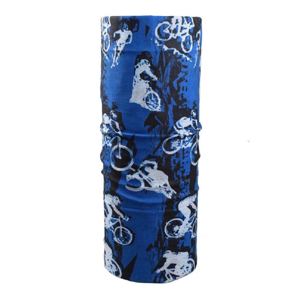 Blue Printed Multifunctional Tubular Bandana, Outdoors Full Face Neck Guard Tube Mask