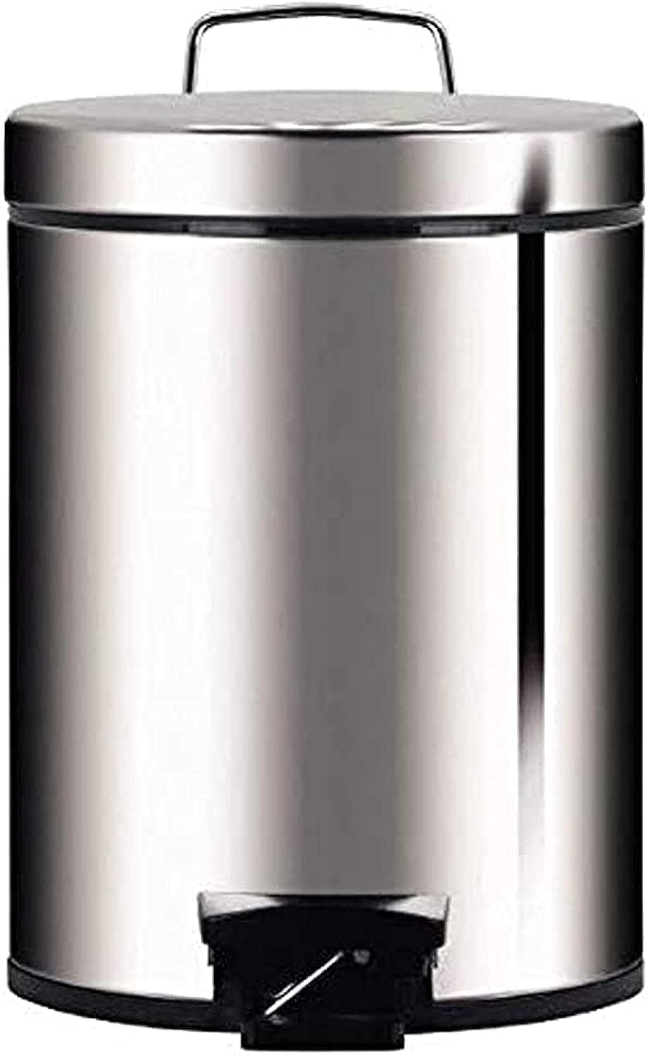 Turkish Stainless Steel Basket Trash Can, Waste bin with foot pedal,Garbage wastebasket with inner Plastic to clean easily, Silver (5 Litre)
