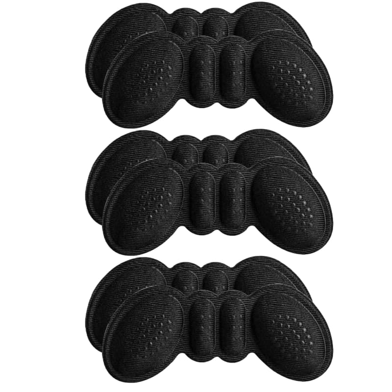 CircleM Self Adhesive Heel Pads, Silicone Heel Pads - Comfortable Heel Protectors and Prevent Painful Friction, Perfect for Improving Loose Shoe Size for Men and Women - 3 Pairs Black
