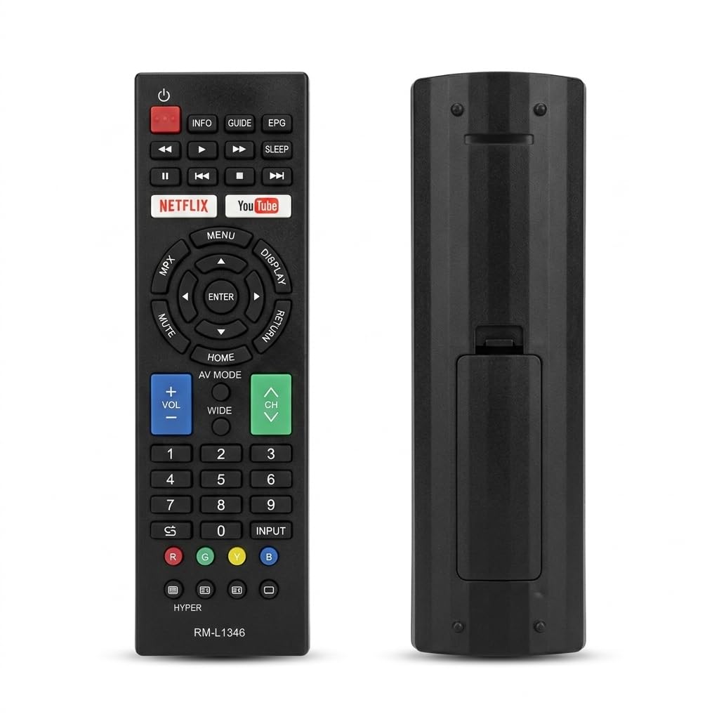 Universal Remote Comaptible With All Sharp Smart TV – Easy Setup with Netflix & YouTube Quick Access Buttons (Untill 2019)