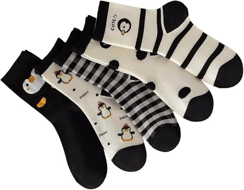 "Smart Edge, Women's Socks, Girls Penguin Over The Masterpiece in Imagination and Girls, Fashion and Unique Socks, 6 Pairs, Multicolor "