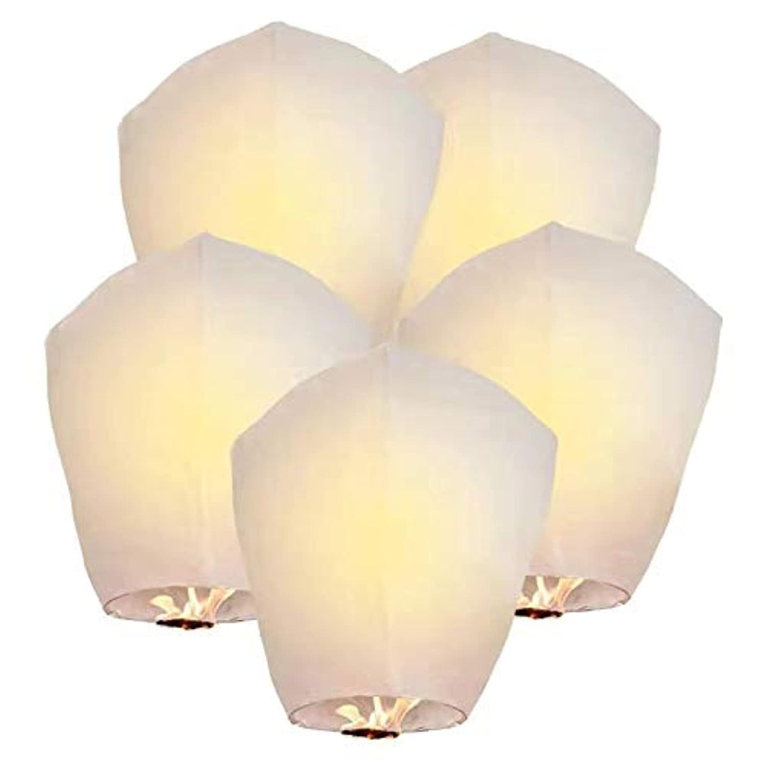 Chinese Sky Lanterns - Eco Friendly, Biodegradable Wire-Free Fire Resistant Paper Lantern to Release in Sky,Weddings & Parties & Festivals (5PCS,White)