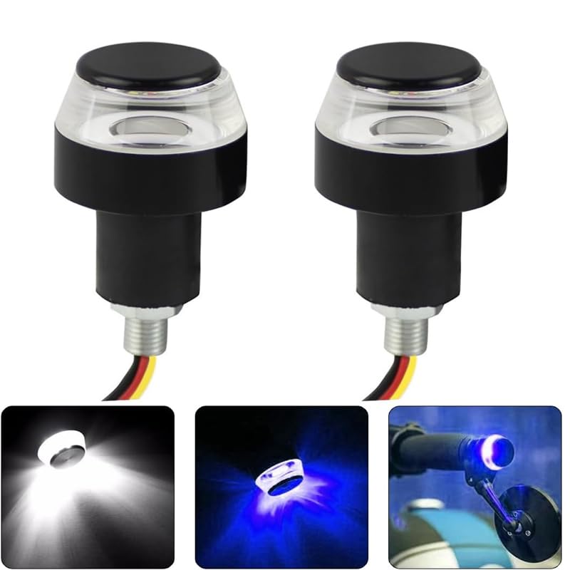 KaberMisr 2020 LED Turn Signal Side Marker Handle for Bike, Motorcycle, Scooter, LED Handle Jadon Turn Signals (Blue and White)