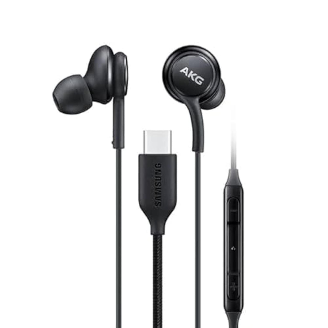 2023 In Ear Wired Stereo Earphone Compatible with Note 10 S10,S20, S22, A54 with Braided Cable, Built-in Microphone, Volume Control Buttons, Type-C Connector, Black