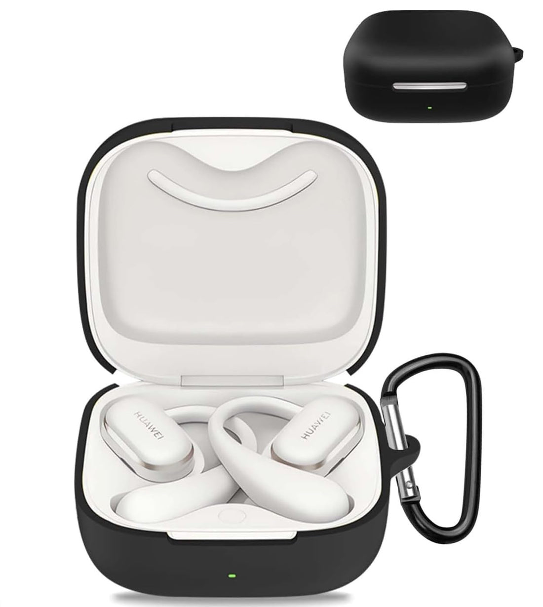 Dl3 Mobilak Silicone Case Compatible with Huawei FreeArc Earbuds, Soft Silicone Protective Case Cover, Shockproof Sleeve with Carabiner (Black)
