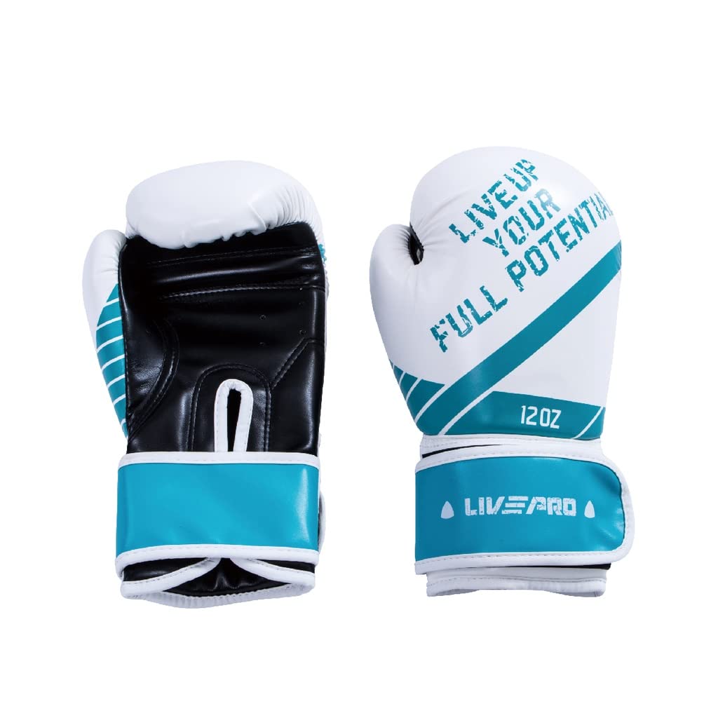 Livepro Boxing Gloves, Size 12 / LP8600-12 / White-Blue