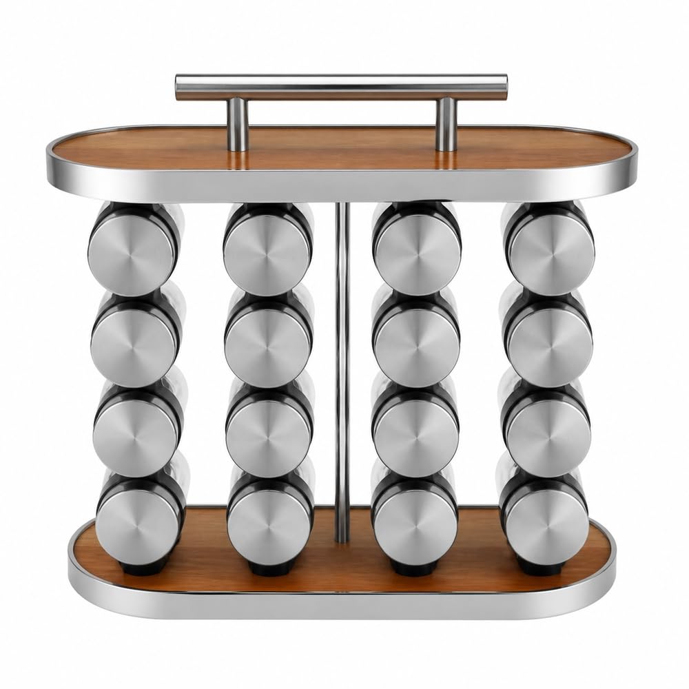 Spice Rack Set,Kitchen Seasoning Organizer with Stainless Steel Spice Jars 12 Pieces - A1-488