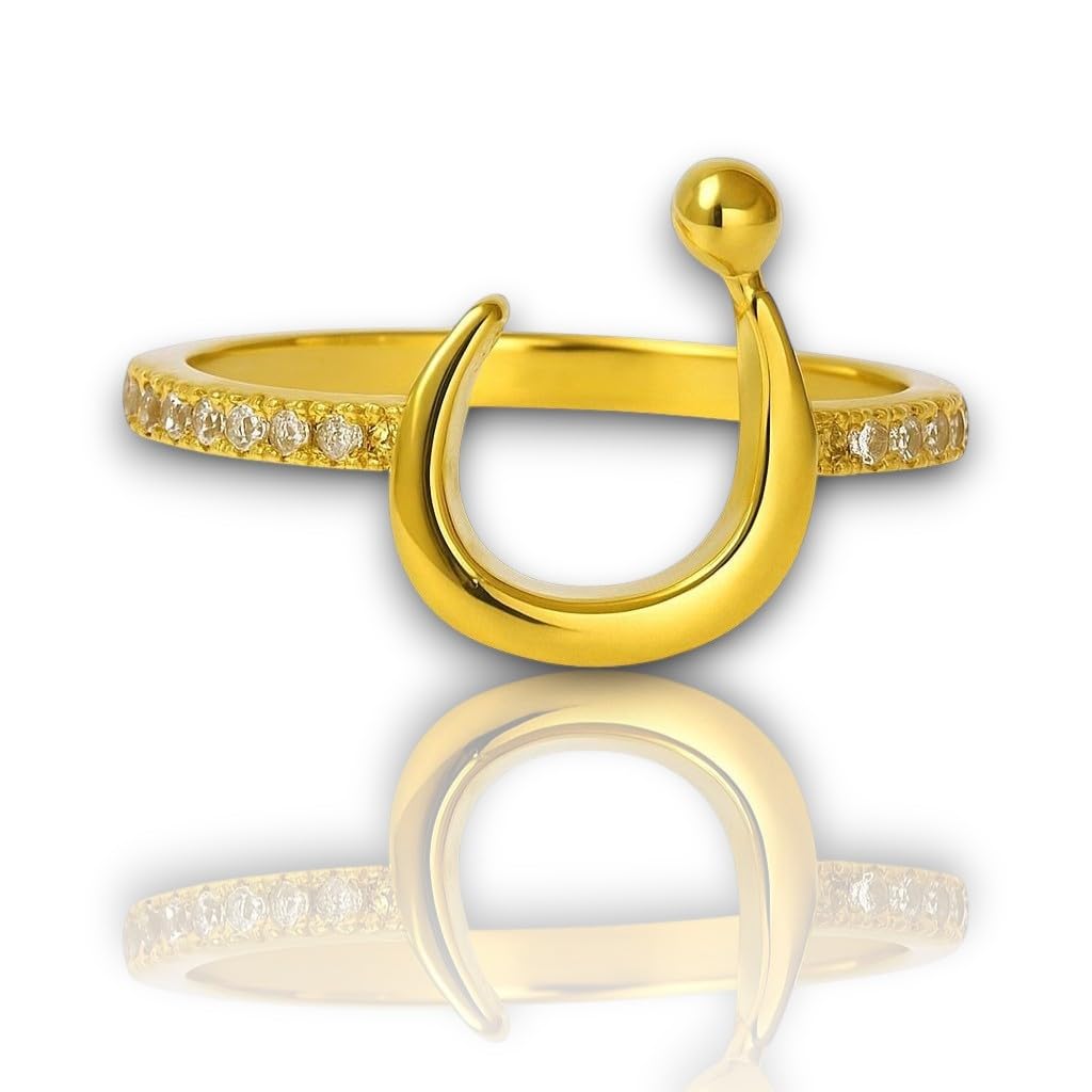 Gold Stone Ring Arabic Letter Adjustable Size Fashion Women Ring