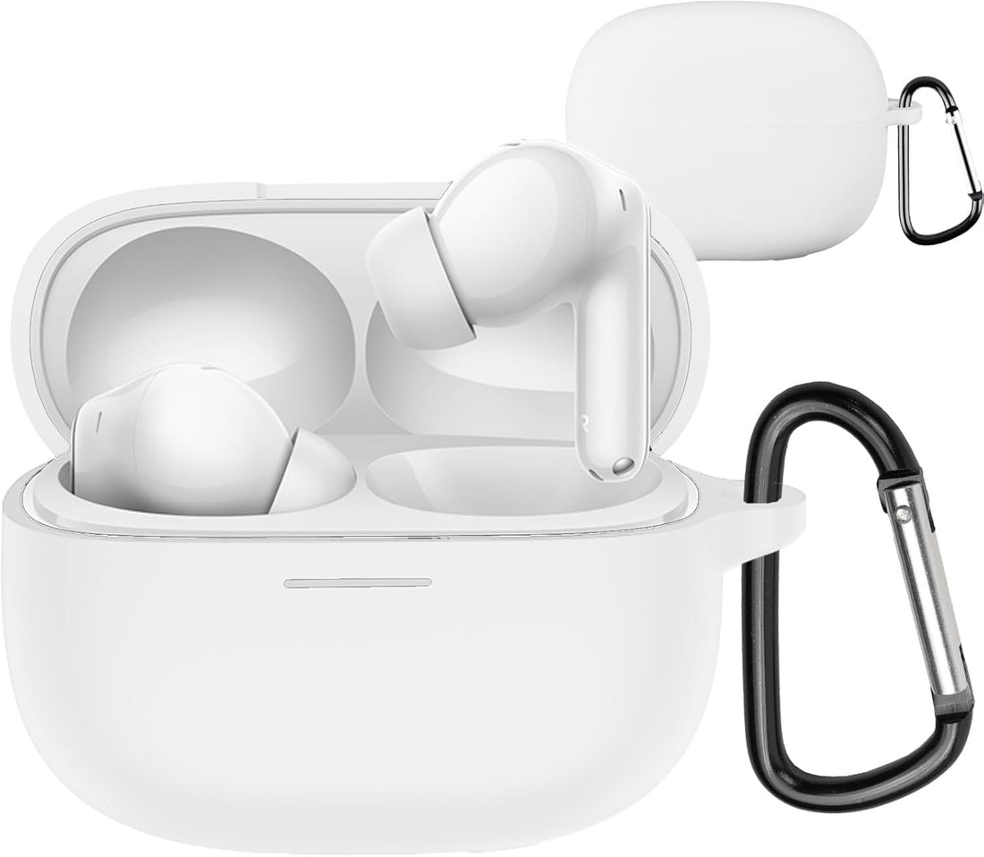 Dl3 Mobilak Silicone Cover Case Compatible with Xiaomi Redmi buds 6 Pro Portable Protective Case Cover With Keychain For Xiaomi Redmi buds 6 Pro (White)