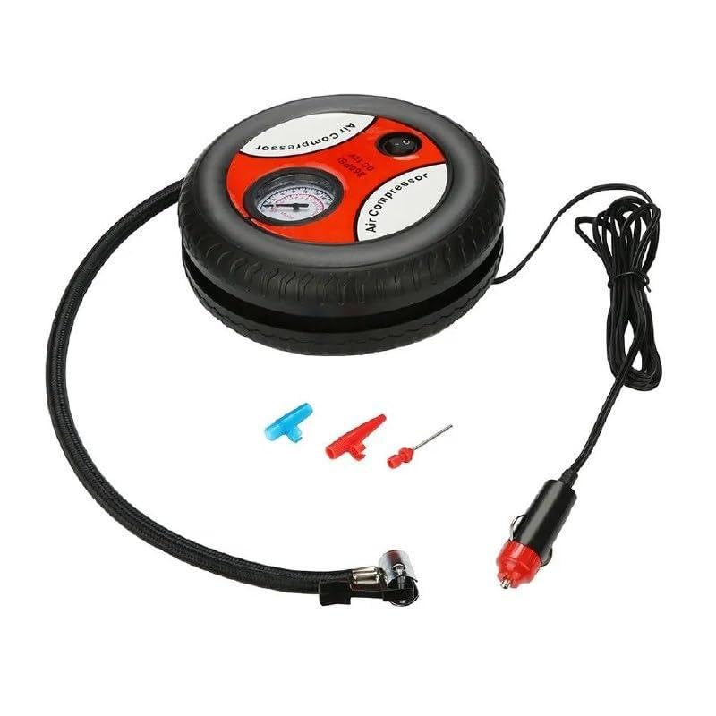 Car Compressor - 12V Portable Tire Pump with Pressure Gauge for Cars, Bicycles, Balls and Inflatable Toys Durable Plastic and Metal Construction Quick Inflation