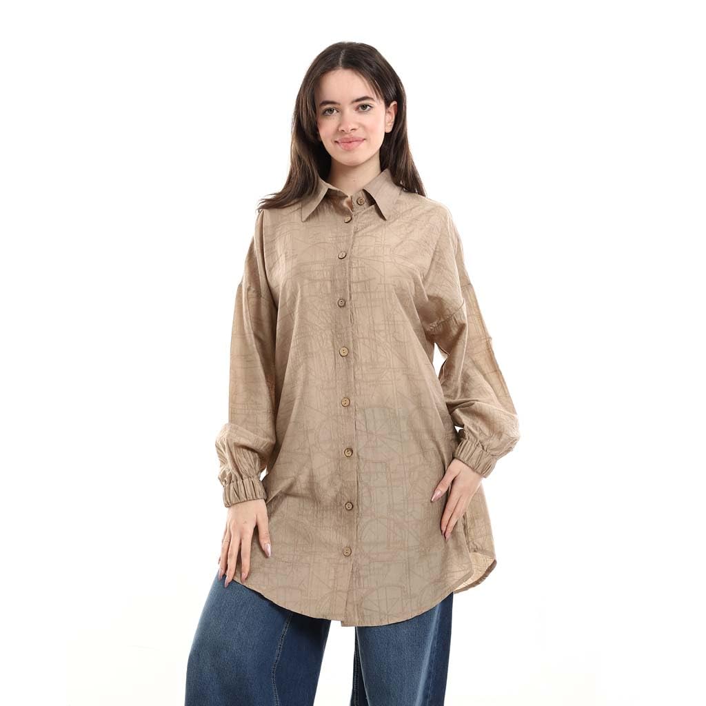 Red Circle Womens Oversized Button-down Tunic Shirt
