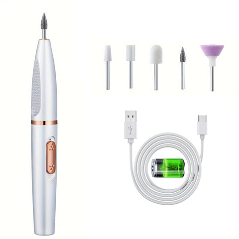 Plan A Portable Rechargeable Electric Nail File, Designed for Acrylic Nail Care, All-in-one Manicure and Pedicure Set for Shaping, Polishing, Nail Art Safe and Gentle (White)