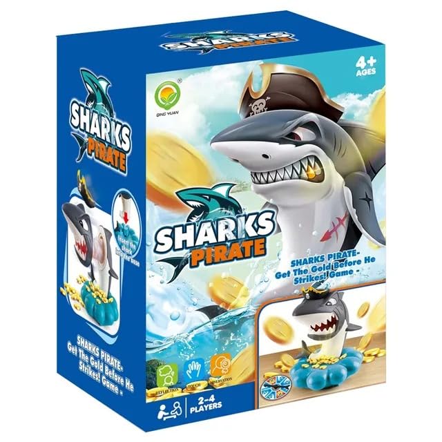 Sharks Pirate Board Game, Get the Gold Before He Strikes, for Ages 4+, 2-4 Players, 24x17.8x14cm