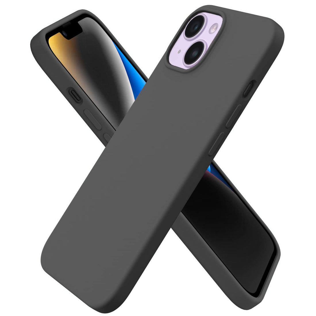 Dl3 Mobilak Compatible with iPhone 13 / iPhone 14 (6.1 Inch) Case, Liquid Silicone Case, Full Body Protective Cover, Shockproof, Slim Phone Case, Anti-Scratch Soft Microfiber Lining (Deep Grey)