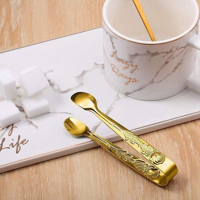 Gold Stainless Steel Serving Tongs Set 4 Pieces Multi-Purpose Elegant Tableware for Sugar Ice Desserts and Fruit Presentation Practical Kitchen Utensils