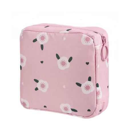 Luwigs Sanitary Napkin Storage Bag Menstrual Cup Pouch Nylon Portable Sanitary Napkin Pads Storage Bags Feminine Menstruation First Period Bag for Teen Girls Women Ladies (One Pack, Pink)