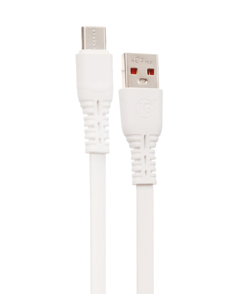 K3 K72 USB To Type-C Fast Charging Cable – 6A, 1m Nylon Durable Cord, High-Speed Data Sync, Compatible with Samsung, Xiaomi, Huawei, Android Devices, Power Banks – White