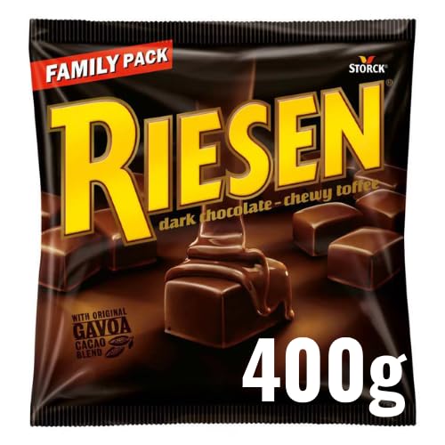 Storck Riesen Dark Chocolate Toffee Candy Bag, 400g - Caramel Chocolate Pieces - Made in Germany - Family Size