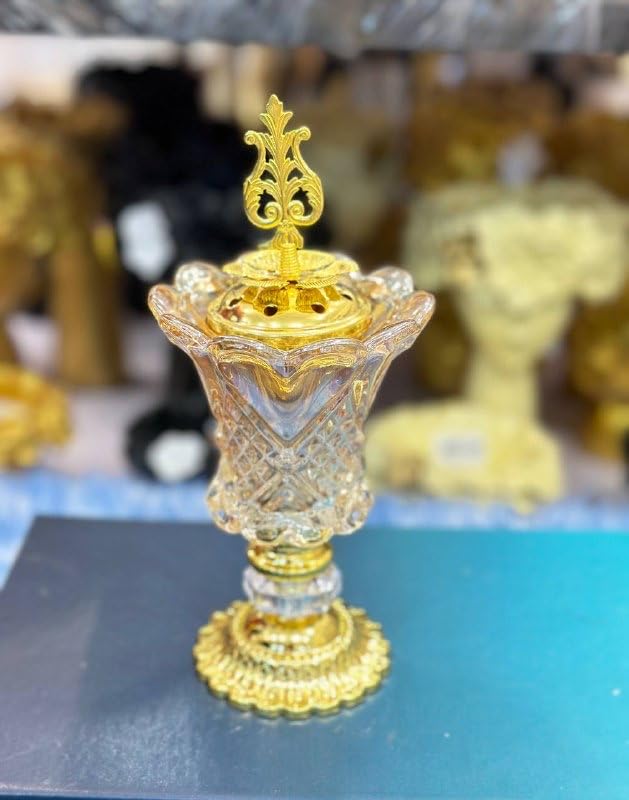 Ankh-Home-Supplies Elegant crystal-style incense burner with intricate detailing