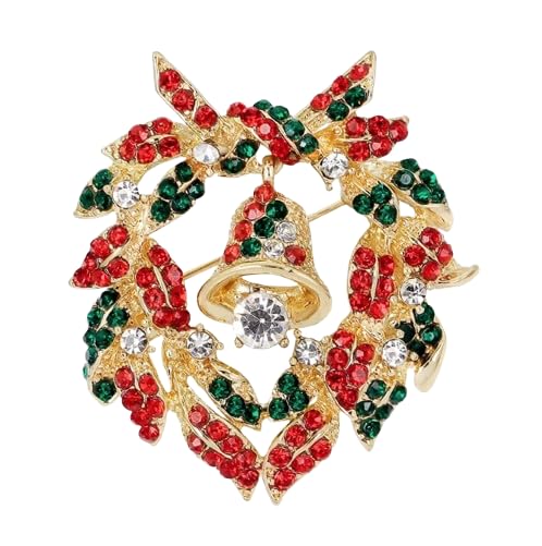 MySouq.Store 1 Pcs Christmas rhinestone cartoon animal brooch Christmas tree sleigh stars bells deer boots penguin wreath bird pin accessorie - S11