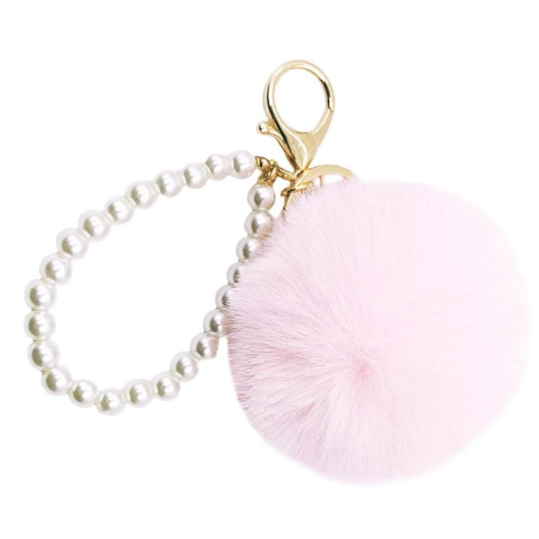 jtkdxqs Soft Pom Pom Key Chains Bag Accessory Puff Ball Key Ring with Pearl Wristlet Bracelet Keychain for Girls Women