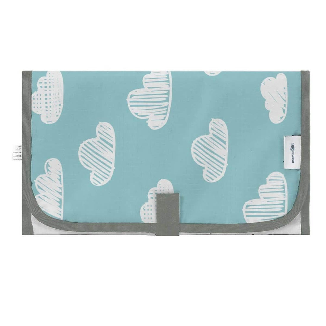 Mamas Gift Travel Changing Mat – Waterproof Foldable Baby Diaper Pad with Foam Cushion – Soft, Wipeable & Lightweight Portable Mat – Clouds Design