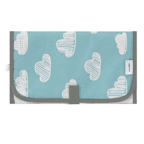 Mamas Gift Travel Changing Mat – Waterproof Foldable Baby Diaper Pad with Foam Cushion – Soft, Wipeable & Lightweight Portable Mat – Clouds Design