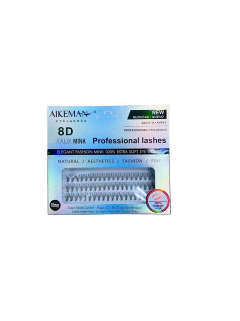 AIKEMAN 8D Faux Mink Individual Lashes Professional Lightweight Reusable 13mm False Eyelashes