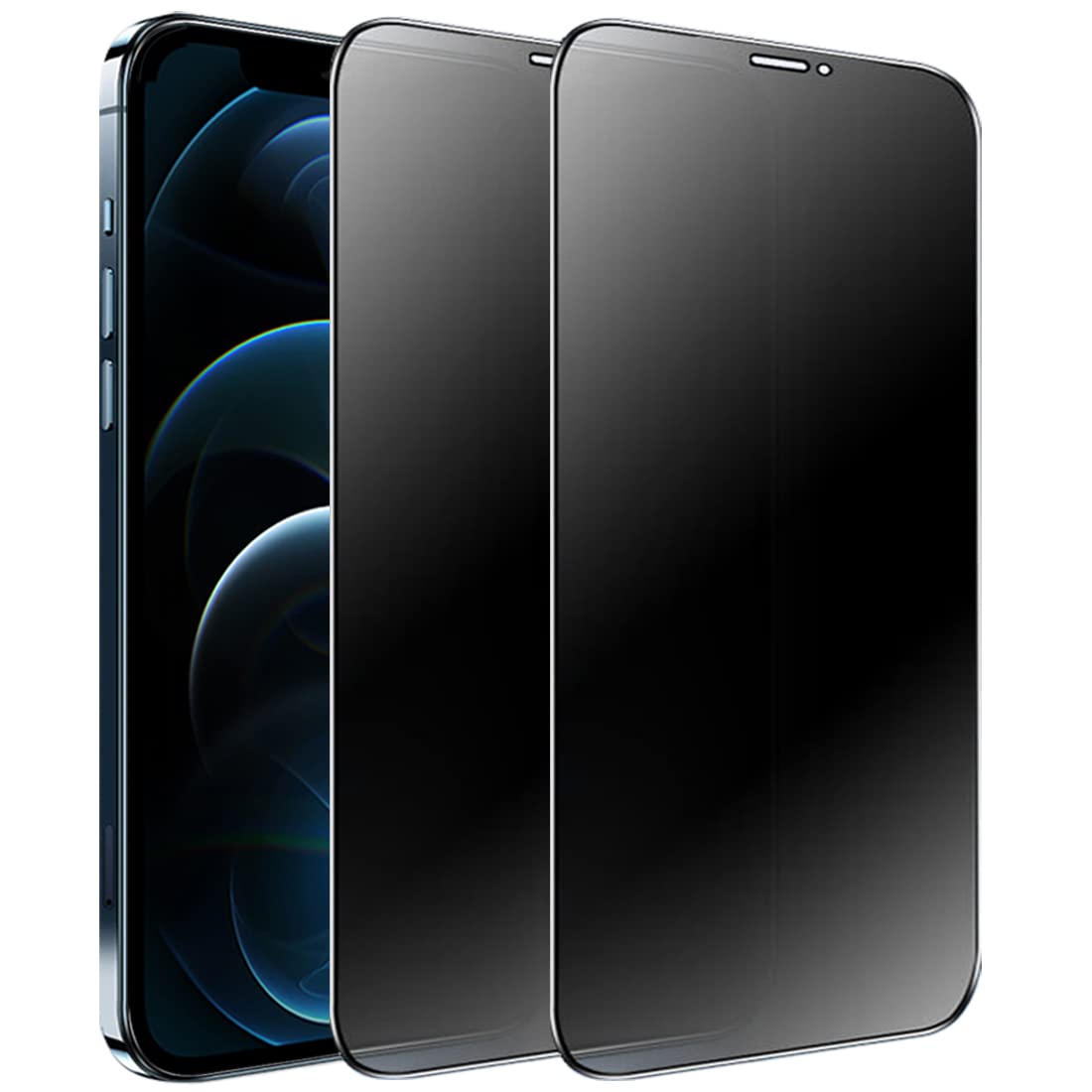 [2 Pack] Compatible with iPhone 12 Pro Max 6.7" Matte Privacy Screen Protector, Anti-Glare Anti-Spy Scratch Resistant Tempered Glass Film, Anti-Shatter, Rounded Edge Full Coverage