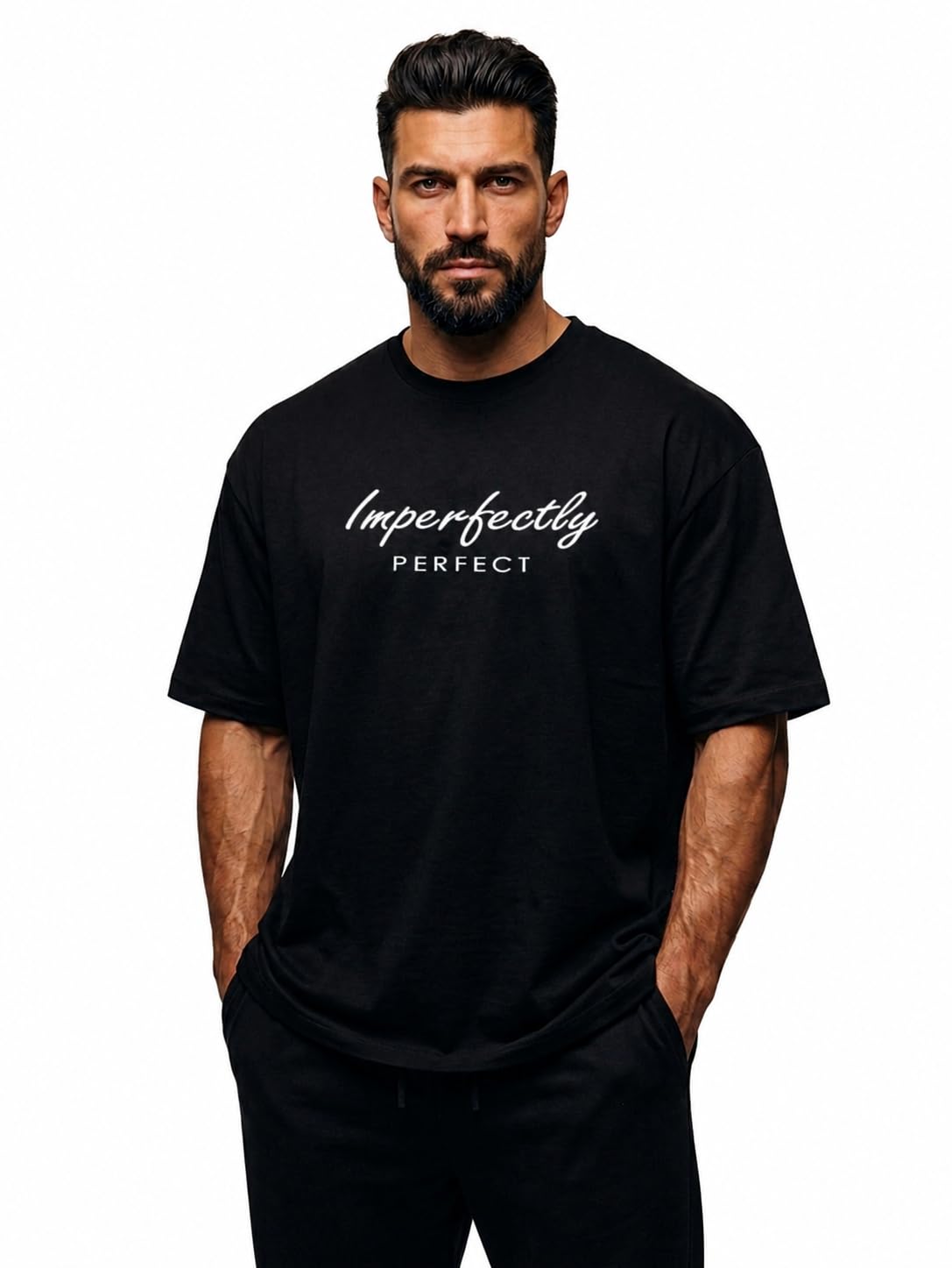 FORMA Oversized T-Shirt for Men – Premium Cotton Streetwear Tee – “Imperfectly Perfect” Graphic – Casual Everyday Relaxed Fit Shirt