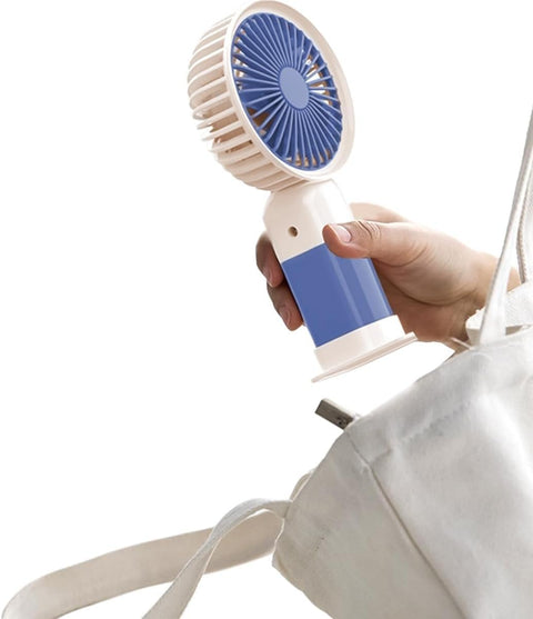 Hand Fan Mini USB Portable Fan Desktop And Handheld 1.5W Single Speed Mode With Stand Lightweight Quiet Cooling For Home Office Travel (Blue)