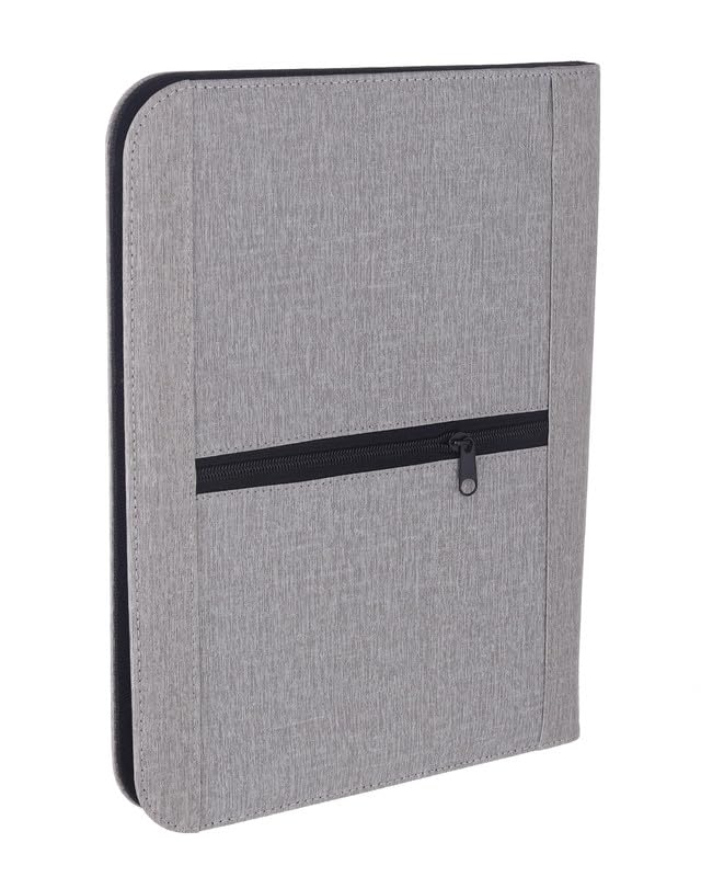 3A Portfolio Wallet with Calculator and Card Holder Zipper Leather 34X25X2 CM - Grey CE811