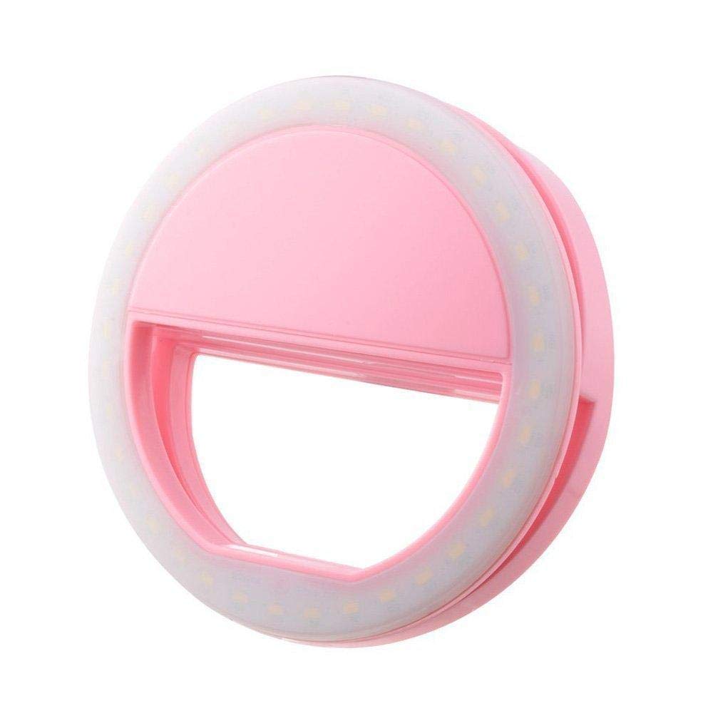 Portable Selfie LED Ring Flash Light 3-Level Brightness Pearl White LED Natural Night Clip for Mobile Phone PC Tablet