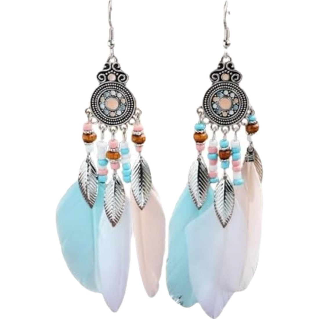 Luxury Bohemian Earrings for Women | Unique Design Set with Faux Feather and Hand Embellished Threads | Light, Elegant, Sexy for a Freedom and Feminine Look