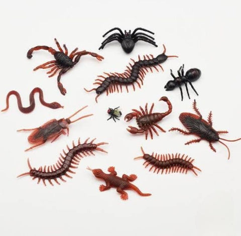 10 Pcs Fake Cockroach and Worm Toy Simulation Cockroach Trick Halloween Party Decoration or April Fool's Day Celebration Multicolor Plastic (Shape Needed)