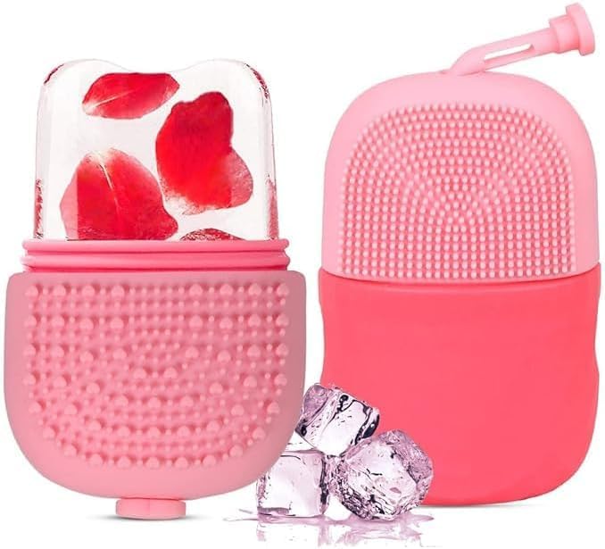 Ice Roller for Face and Eyes, 3 in 1 Face Massager, Reusable Ice Bar for Glowing Skin, Shrink Pores, Tighten Pores with Facial Cleansing Brush