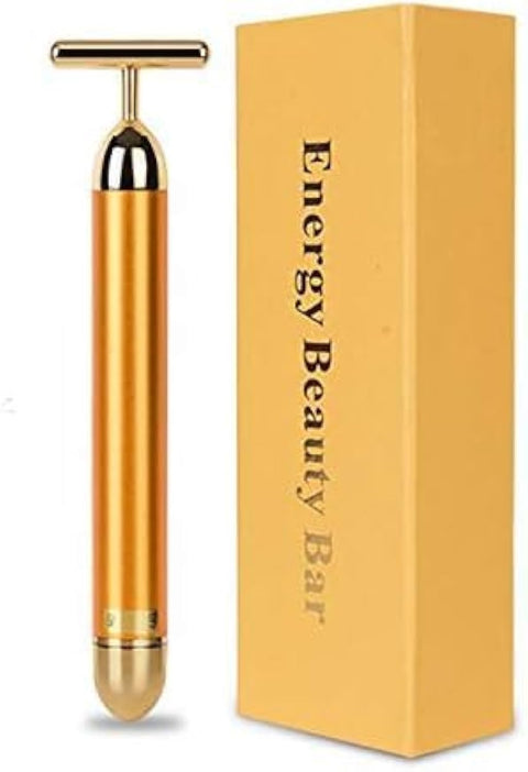 Beauty Bar 24K Gold Pulse Facial Massager, Electric T-Mark Face Massager For Sensitive Skin Tightening Pulling And Tightening Face