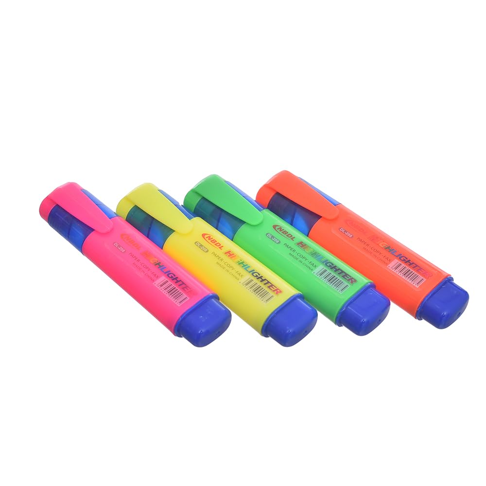 DL-208 High Quality Highlighter Pen Set of 4 Pieces For School, Home And Office - Multi Color