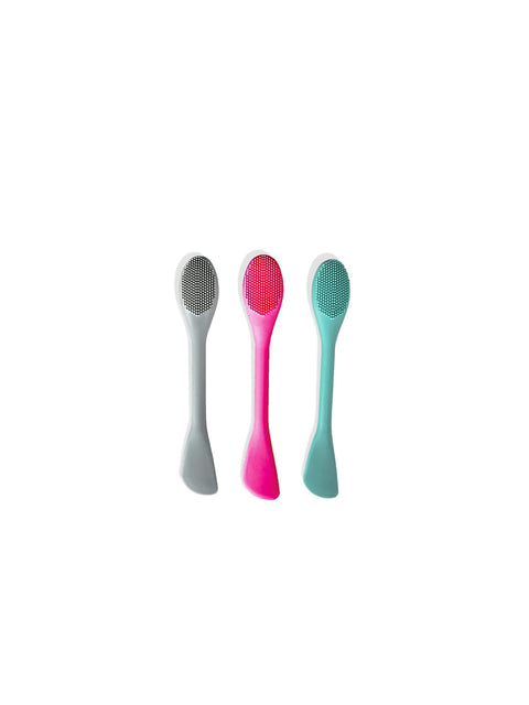 3pc Dual End Exfoliating Silicone Face Scrubber, Mask Applicator, Lip Scrub Exfoliator Brush, Easy to Clean Men & Women Face Cleansing Tool