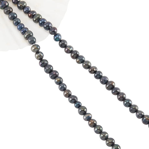 NBEADS 2 Strands About 112 Pcs Natural Cultured Freshwater Pearl Beads, 7~8mm Black Dyed Potato Freshwater Pearl Loose Cultured Pearl Charms Beads for Beading Earring Bracelet Jewelry Making