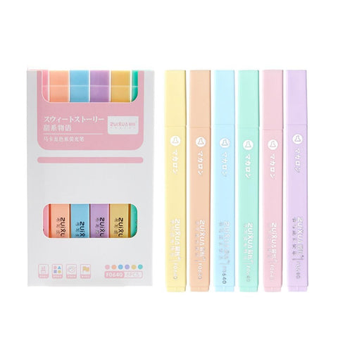 fashion mania 6Pcs Aesthetic Bible Highlighters, Chisel Tip Marker Pen,Assorted Color Candy Highlighters,No Bleed Bible Highlighters,Cute Pastel Highlighters for Journaling Planner Notes (Macaron)