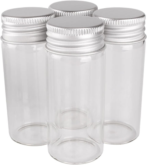 4pcs 30ml Clear Glass Bottles with Aluminum Caps, for Perfume and Essential Oils, 86x26.5mm
