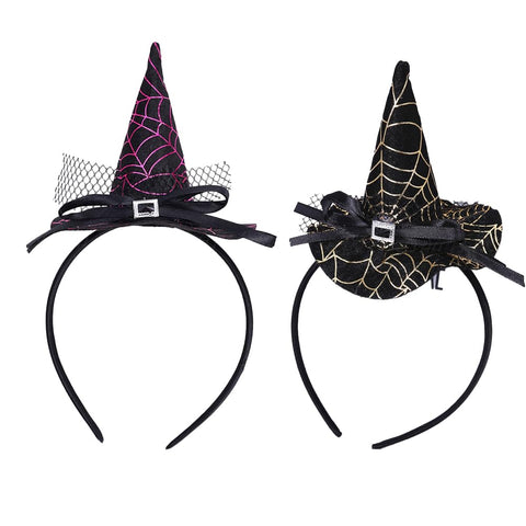 Wonka 2Pcs Halloween Witch Headband, Spider Headband,Witch Hat,Halloween Headpiece Party Cosplay Decoration Accessories for Women (gold)
