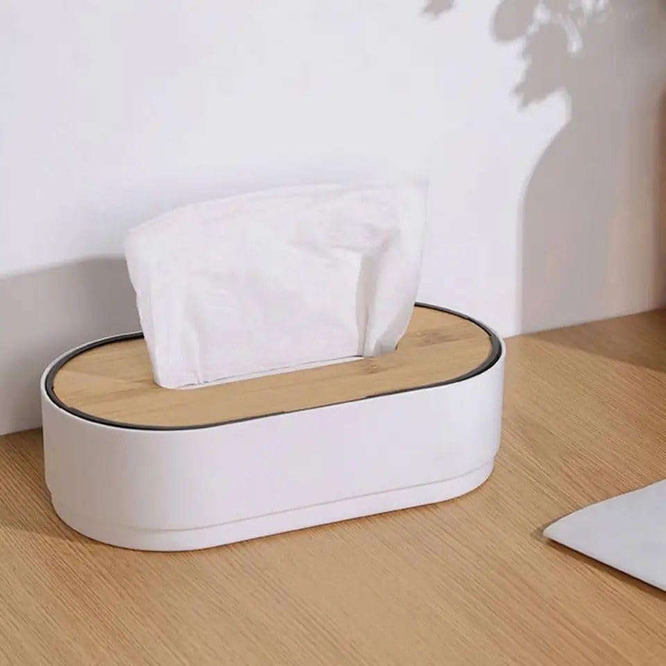 Square Tissue Box Desktop Paper Box Home Living Room Simple Nordic Tissue Storage Box Liftable Tissue Box (White)