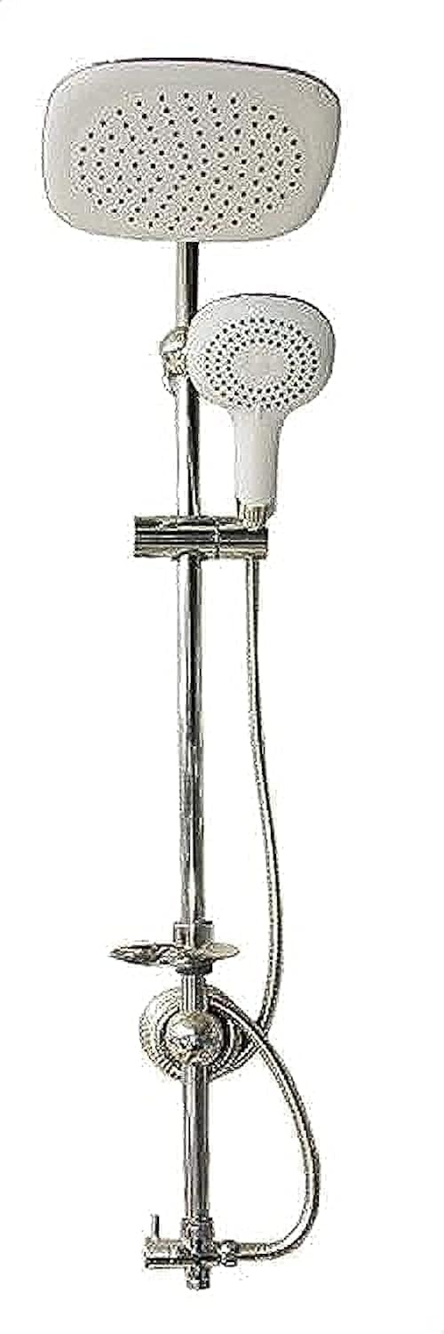 Chrome Shower Bar Set, Silver White